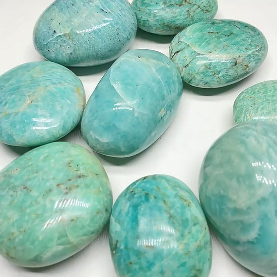 Amazonite tumbled palm stones, natural crystal for wholesale