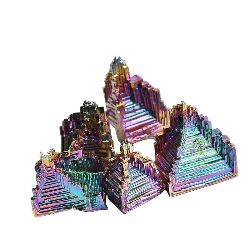 Rainbow lab grown bismuth crystal cluster, iridescent colorful metal crystal specimen for wholesale, mineral collection and home decor