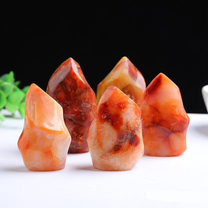Group of Natural Red Carnelian Flame Shape Crystal Towers