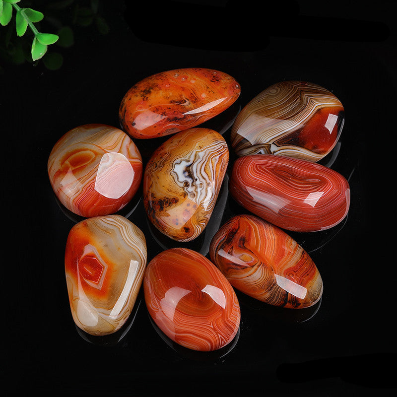 Red Banded Lace Agate Palm Worry Stone, Natural Polished Sardonyx Crystal Wholesale