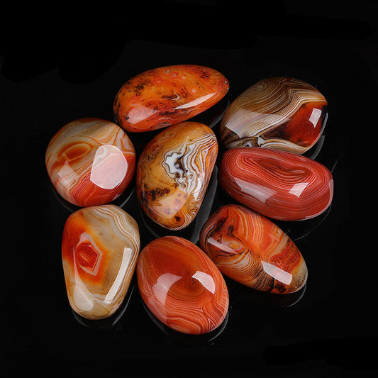 Red Banded Lace Agate Palm Worry Stone, Natural Polished Sardonyx Crystal Wholesale