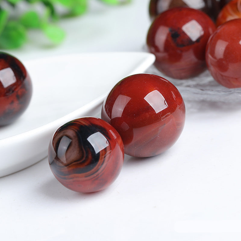 Natural Polished Red Silk Agate Sphere Balls