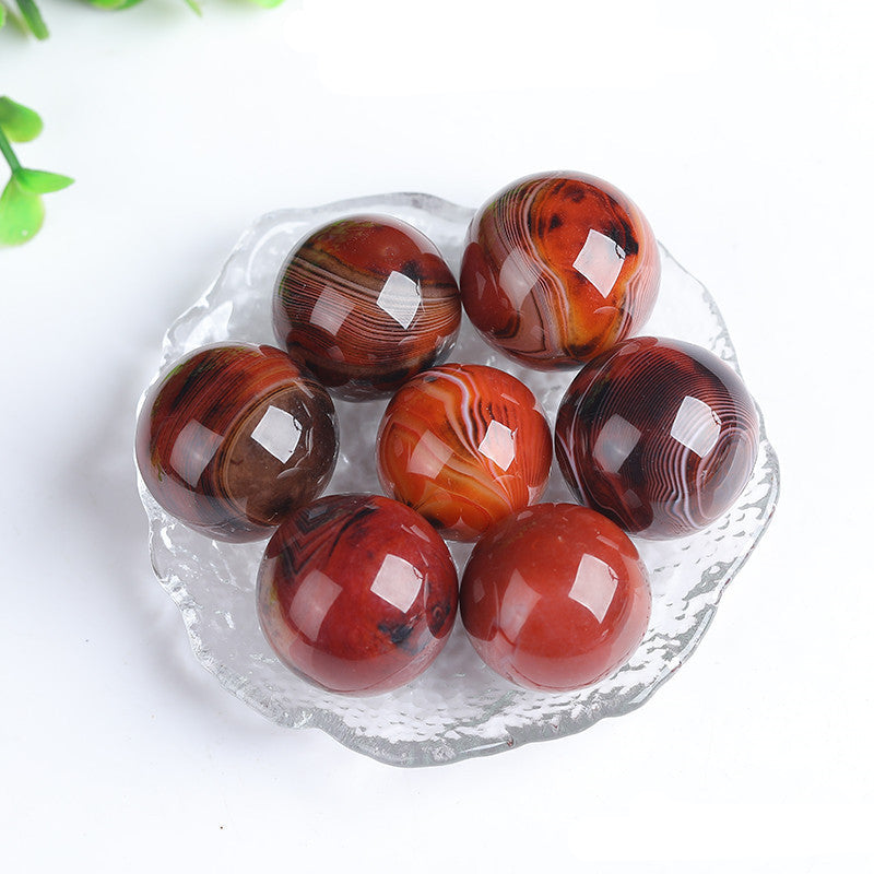 Natural Polished Red Silk Agate Sphere Balls, Red Silk Agate Crystal Orbs Bulk Wholesale