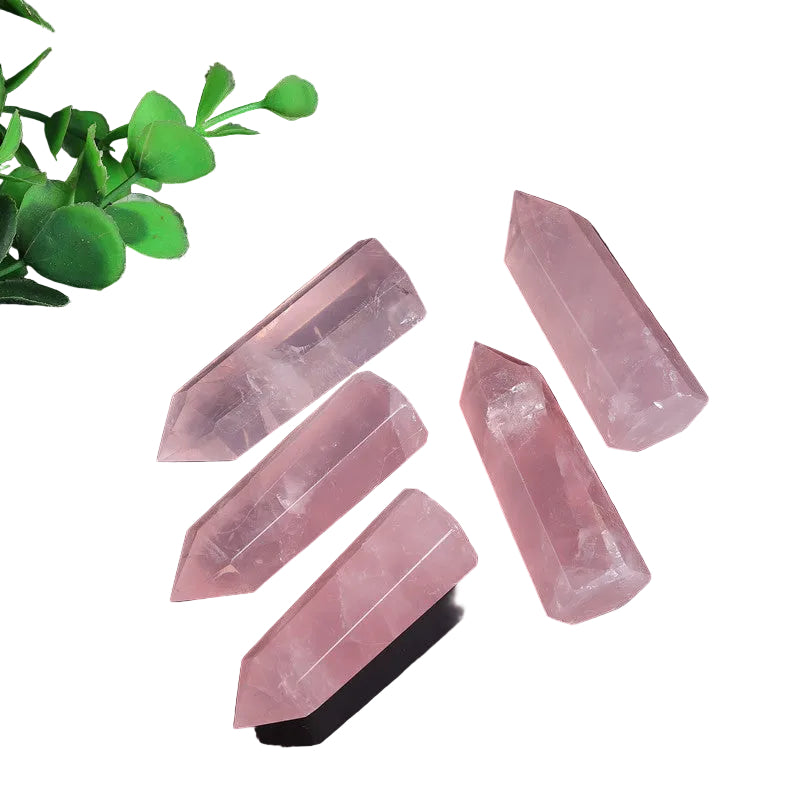 Wholesale Natural Rose Quartz Tower Point Crystal (Madagascar Deep Pink)