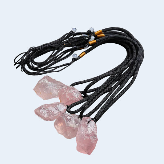 Wholesale Natural Raw Rose Quartz Pendant | Rough Rose Quartz Crystal Necklace Bulk