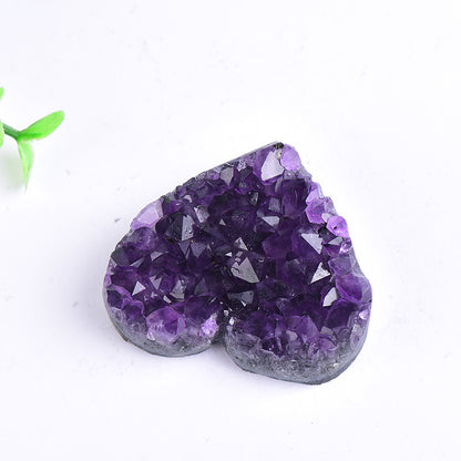 Natural purple amethyst crystal cluster heart, polished edge amethyst geode heart for crystal shop supply, home decor and gift