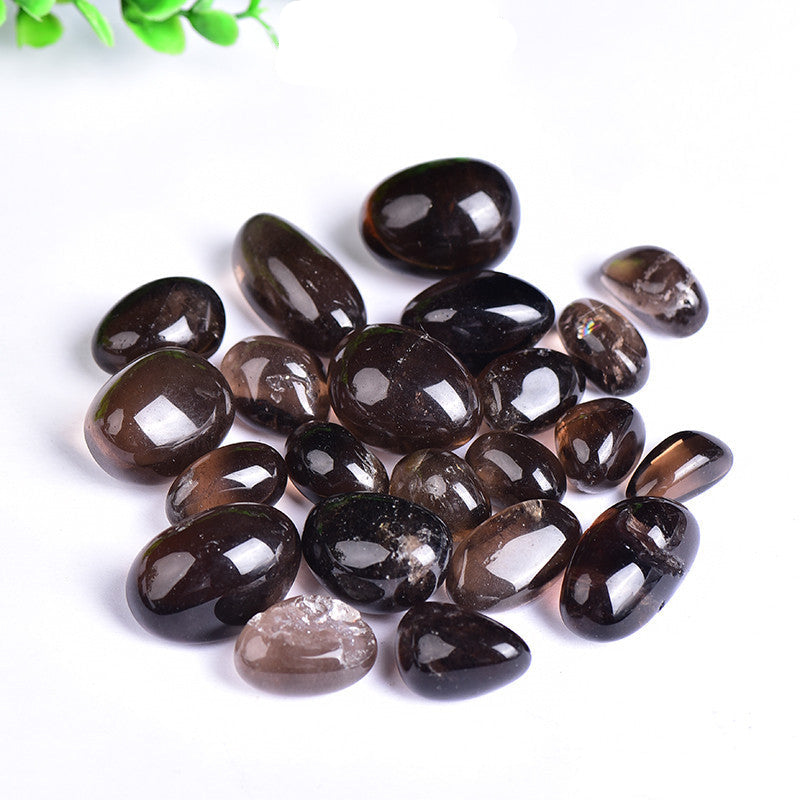 1. Polished Natural Smoky Quartz Tumbled Stones on White Background, Bulk Wholesale Crystal Tumbles
2.