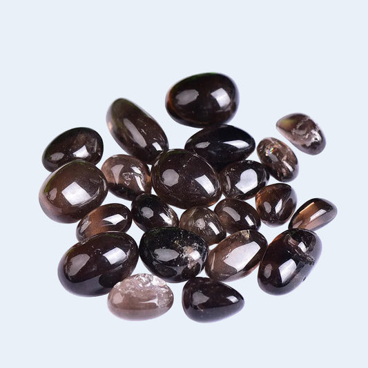 1. Polished Natural Smoky Quartz Tumbled Stones on White Background, Bulk Wholesale Crystal Tumbles
2.