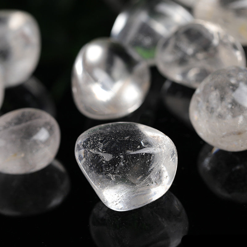 Single polished natural tumbled clear quartz stone