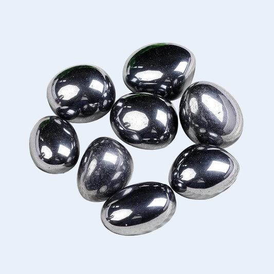 Natural Polished Tumbled Hematite Stones, Hematite Tumbles on White Plate for Crystal Wholesale