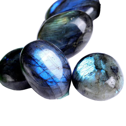 Wholesale polished flash labradorite palm stone natural blue flash crystal bulk for shop resale home decor