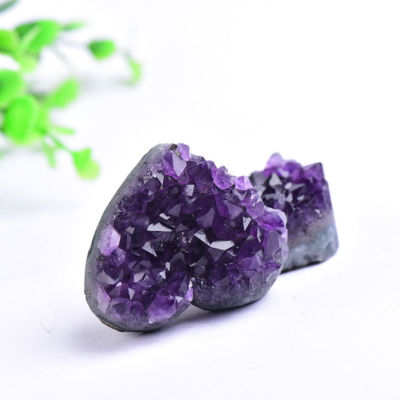 Natural purple amethyst crystal cluster heart, polished edge amethyst geode heart for crystal shop supply, home decor and gift