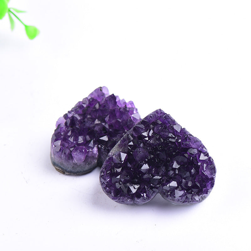 Natural purple amethyst crystal cluster heart, polished edge amethyst geode heart for crystal shop supply, home decor and gift