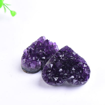 Natural purple amethyst crystal cluster heart, polished edge amethyst geode heart for crystal shop supply, home decor and gift