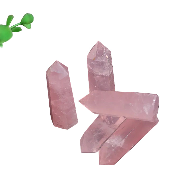 Wholesale Natural Rose Quartz Tower Point Crystal (Madagascar Deep Pink)